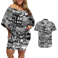 Black Power Couples Matching Off Shoulder Short Dress and Hawaiian Shirt African American Culture - Wonder Print Shop