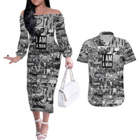 Black Power Couples Matching Off The Shoulder Long Sleeve Dress and Hawaiian Shirt African American Culture - Wonder Print Shop