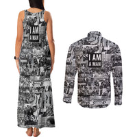Black Power Couples Matching Tank Maxi Dress and Long Sleeve Button Shirt African American Culture - Wonder Print Shop