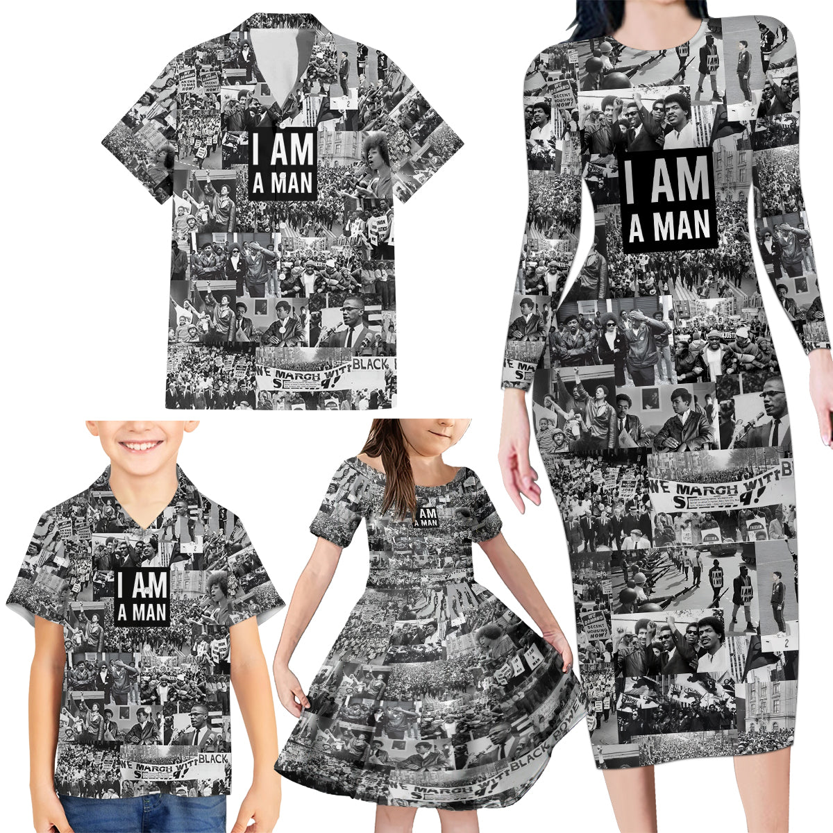 Black Power Family Matching Long Sleeve Bodycon Dress and Hawaiian Shirt African American Culture - Wonder Print Shop
