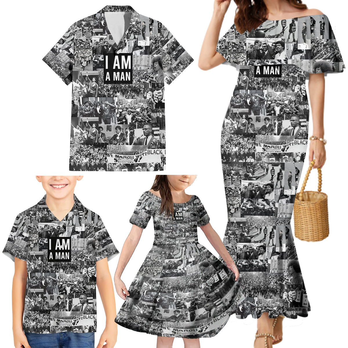 Black Power Family Matching Mermaid Dress and Hawaiian Shirt African American Culture - Wonder Print Shop