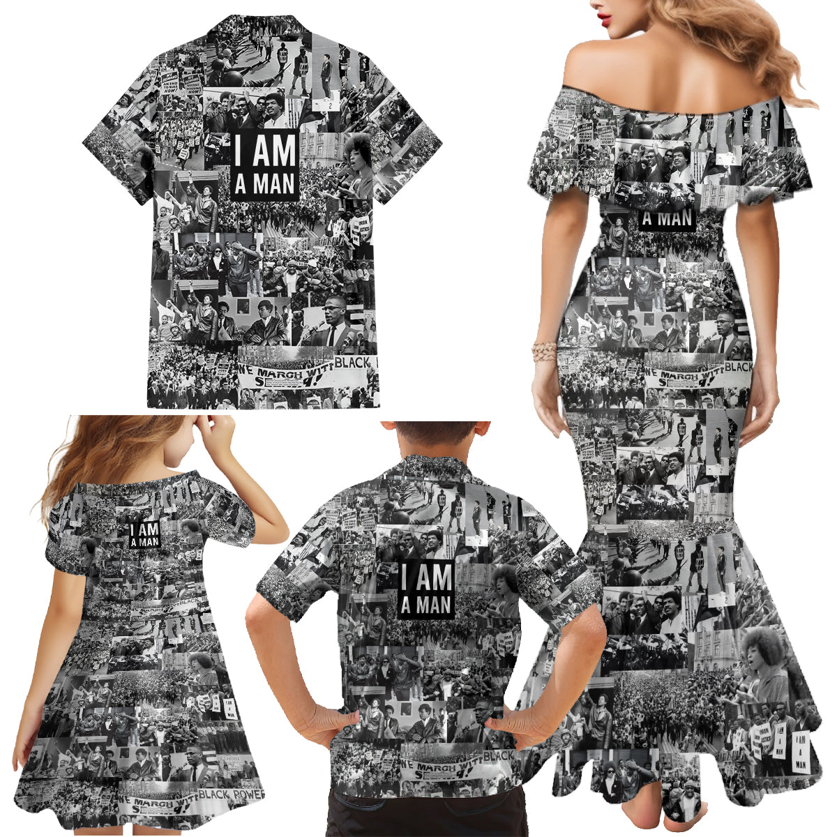 Black Power Family Matching Mermaid Dress and Hawaiian Shirt African American Culture - Wonder Print Shop