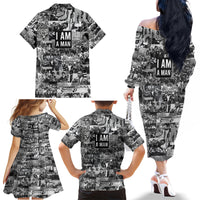 Black Power Family Matching Off Shoulder Long Sleeve Dress and Hawaiian Shirt African American Culture - Wonder Print Shop