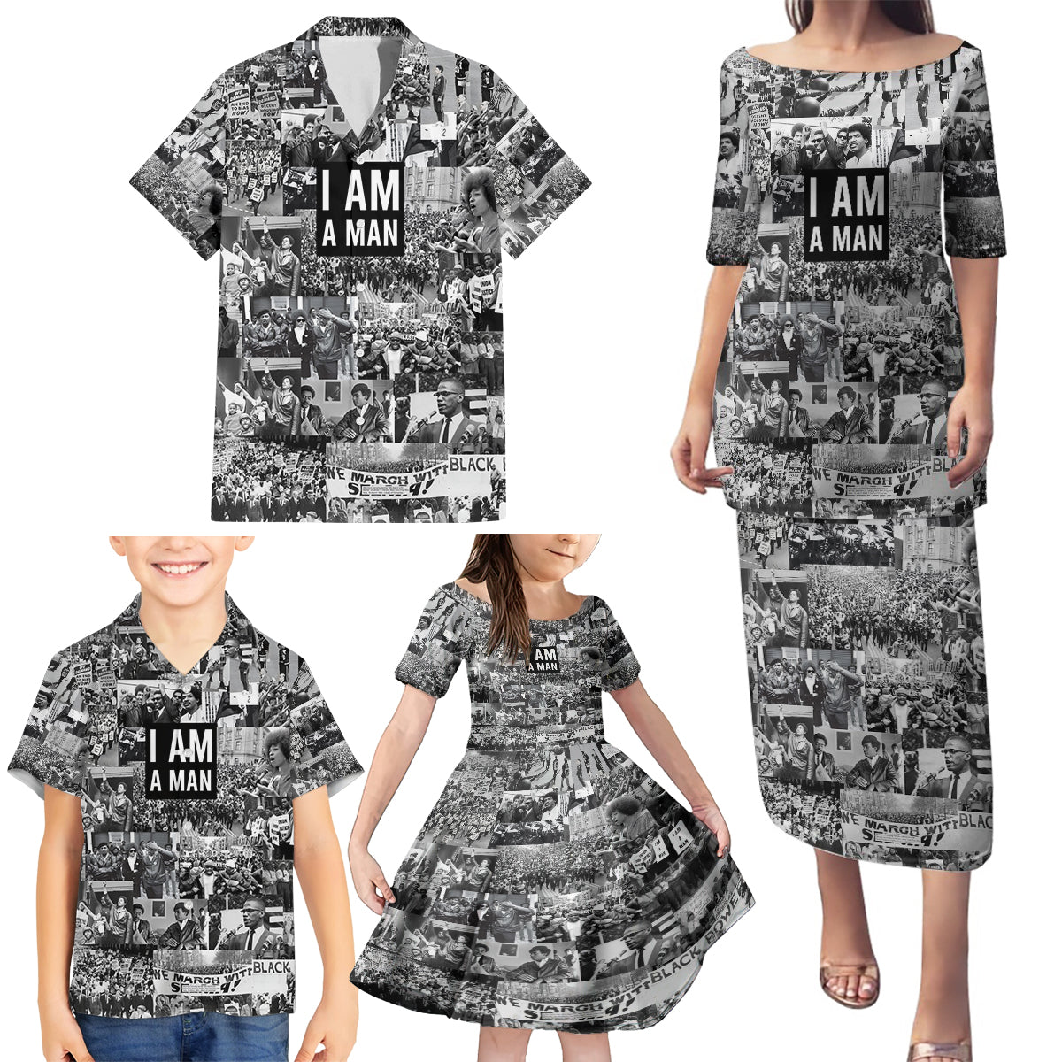 Black Power Family Matching Puletasi and Hawaiian Shirt African American Culture - Wonder Print Shop