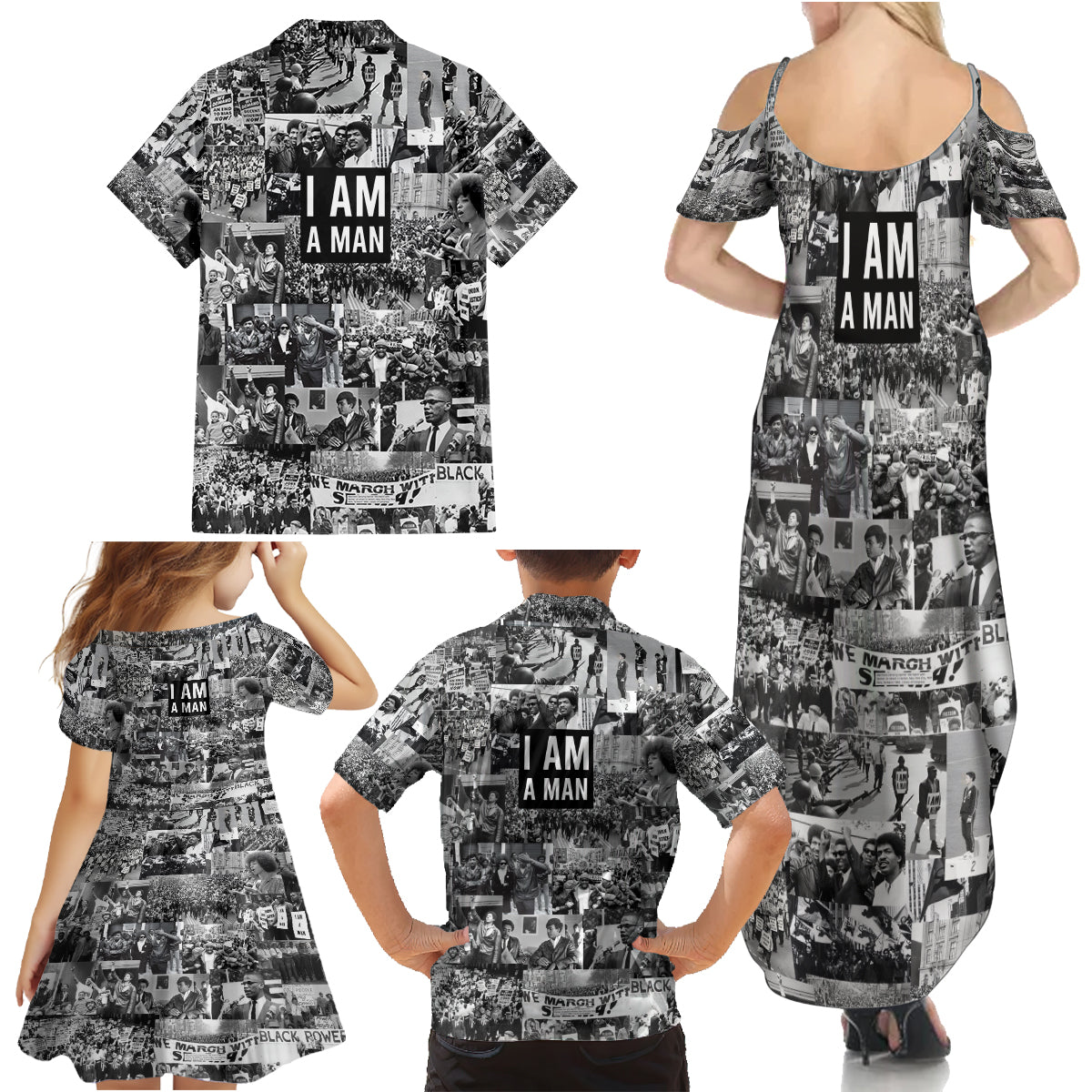 Black Power Family Matching Summer Maxi Dress and Hawaiian Shirt African American Culture - Wonder Print Shop
