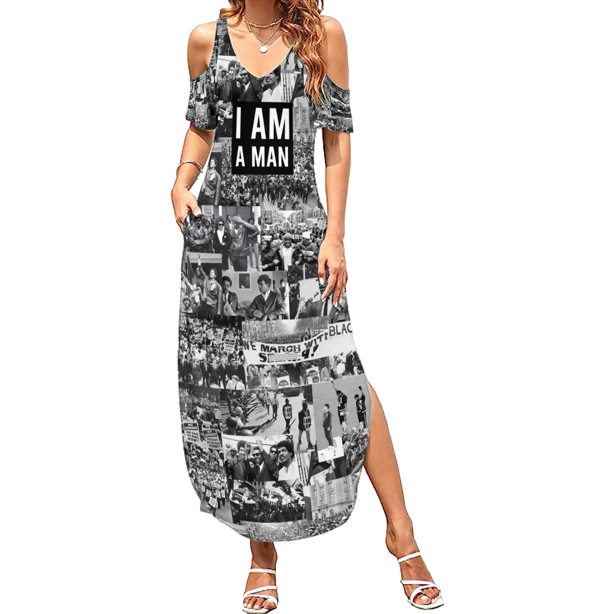 Black Power Family Matching Summer Maxi Dress and Hawaiian Shirt African American Culture - Wonder Print Shop