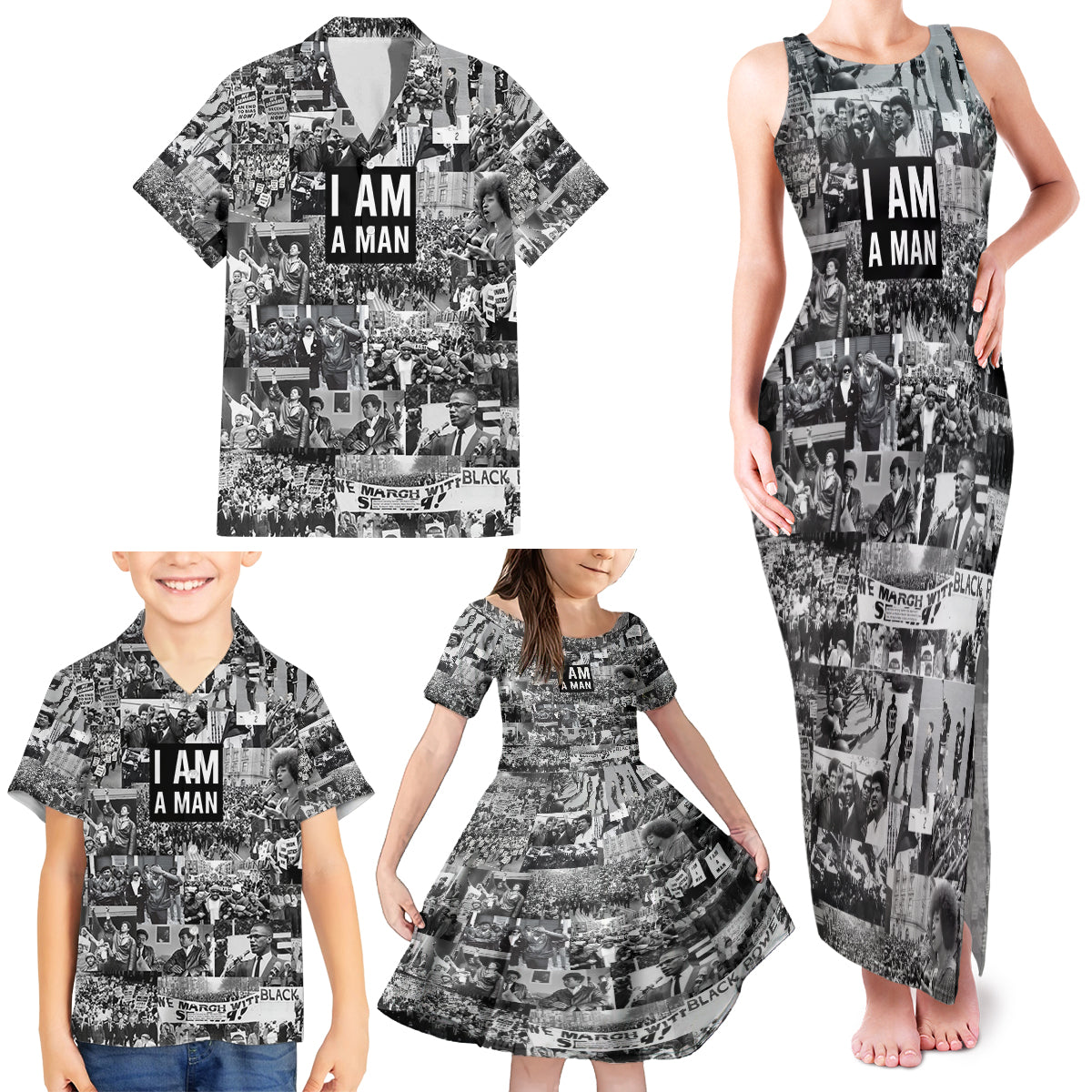 Black Power Family Matching Tank Maxi Dress and Hawaiian Shirt African American Culture - Wonder Print Shop