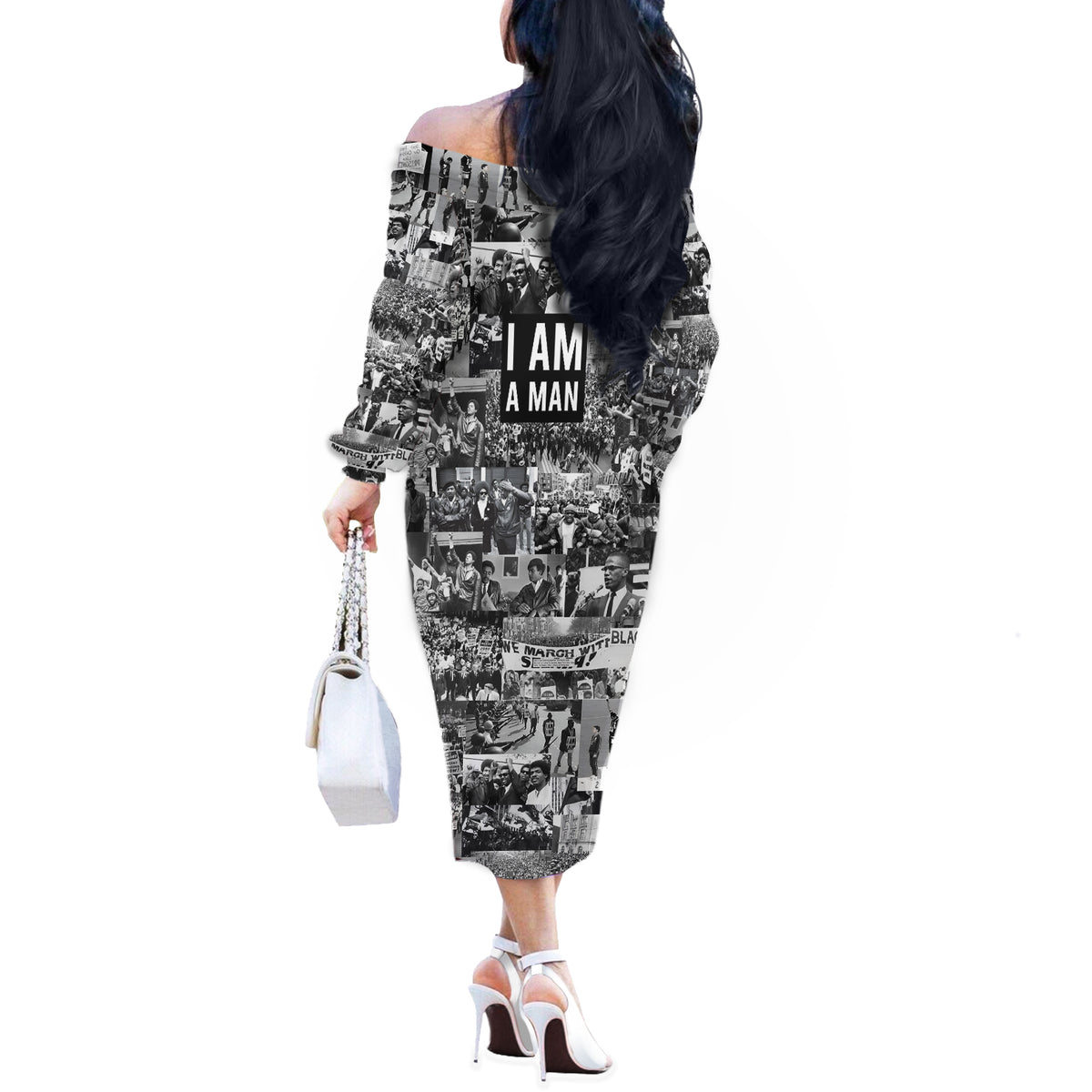 Black Power Off The Shoulder Long Sleeve Dress African American Culture - Wonder Print Shop