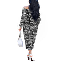 Black Power Off The Shoulder Long Sleeve Dress African American Culture - Wonder Print Shop