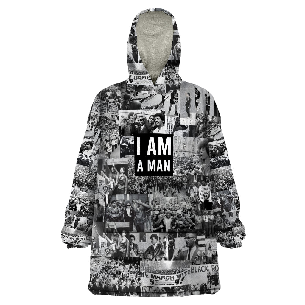 Black Power Wearable Blanket Hoodie African American Culture - Wonder Print Shop