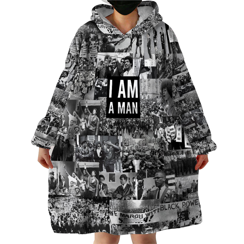 Black Power Wearable Blanket Hoodie African American Culture - Wonder Print Shop