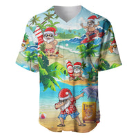 Guam Christmas Baseball Jersey Santa Claus Beach and Wave - Wonder Print Shop
