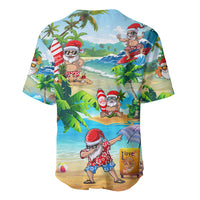 Guam Christmas Baseball Jersey Santa Claus Beach and Wave - Wonder Print Shop