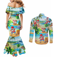 guam-christmas-couples-matching-mermaid-dress-and-long-sleeve-button-shirts-santa-claus-beach-and-wave
