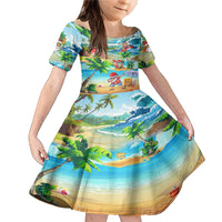Guam Christmas Family Matching Mermaid Dress and Hawaiian Shirt Santa Claus Beach and Wave - Wonder Print Shop