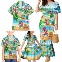 Guam Christmas Family Matching Mermaid Dress and Hawaiian Shirt Santa Claus Beach and Wave - Wonder Print Shop