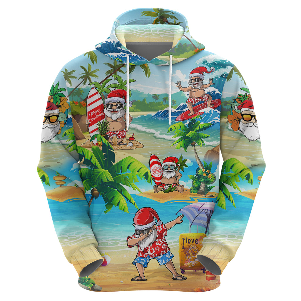 Guam Christmas Hoodie Santa Claus Beach and Wave - Wonder Print Shop