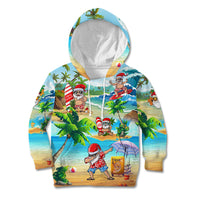 Guam Christmas Kid Hoodie Santa Claus Beach and Wave - Wonder Print Shop