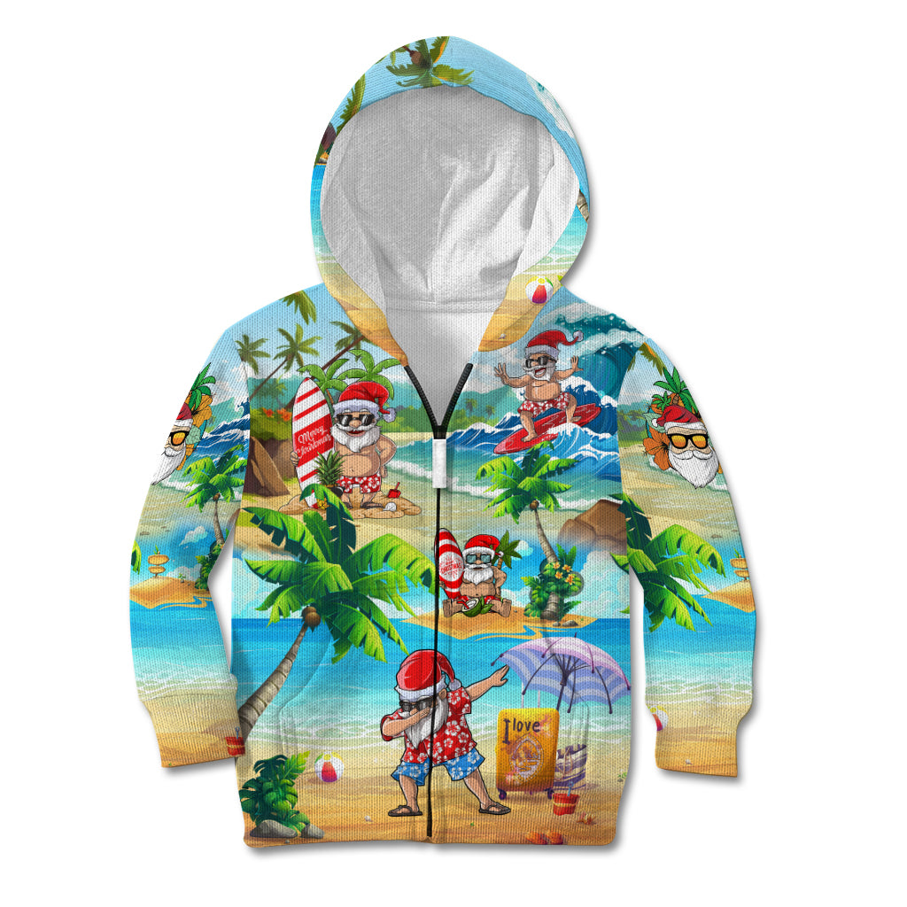 Guam Christmas Kid Hoodie Santa Claus Beach and Wave - Wonder Print Shop