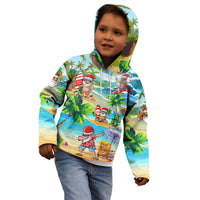 Guam Christmas Kid Hoodie Santa Claus Beach and Wave - Wonder Print Shop