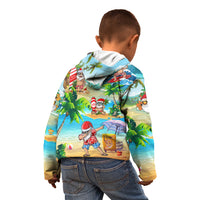 Guam Christmas Kid Hoodie Santa Claus Beach and Wave - Wonder Print Shop