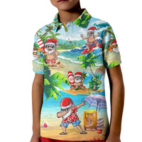 Guam Christmas Kid Polo Shirt Santa Claus Beach and Wave - Wonder Print Shop
