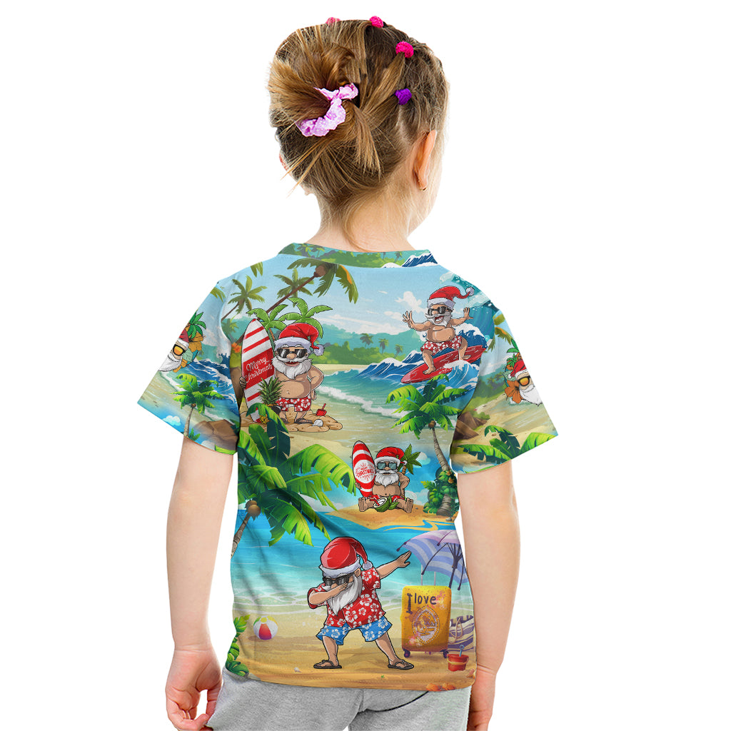 Guam Christmas Kid T Shirt Santa Claus Beach and Wave - Wonder Print Shop