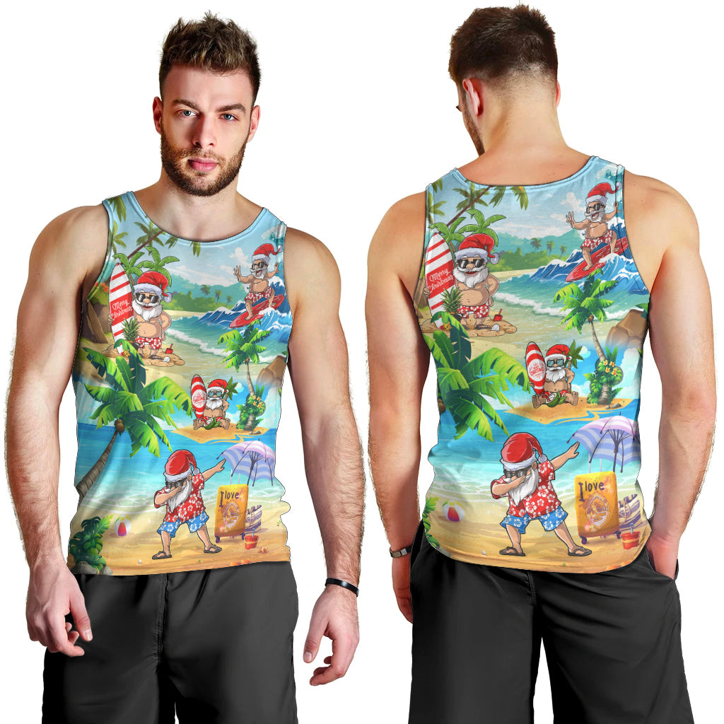 Guam Christmas Men Tank Top Santa Claus Beach and Wave - Wonder Print Shop