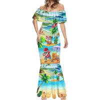 Guam Christmas Mermaid Dress Santa Claus Beach and Wave - Wonder Print Shop