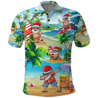 Guam Christmas Polo Shirt Santa Claus Beach and Wave - Wonder Print Shop