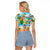 Guam Christmas Raglan Cropped T Shirt Santa Claus Beach and Wave - Wonder Print Shop