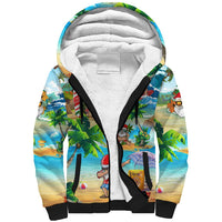 Guam Christmas Sherpa Hoodie Santa Claus Beach and Wave - Wonder Print Shop