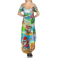 Guam Christmas Summer Maxi Dress Santa Claus Beach and Wave - Wonder Print Shop