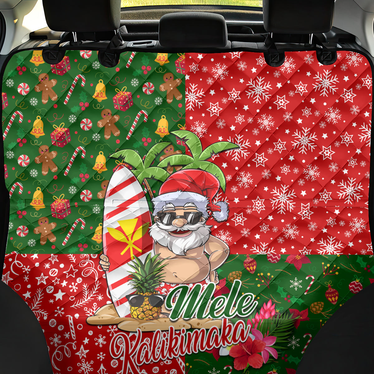 Hawaii Christmas Back Car Seat Cover Mele Kalikimaka Kanaka Maoli - Wonder Print Shop