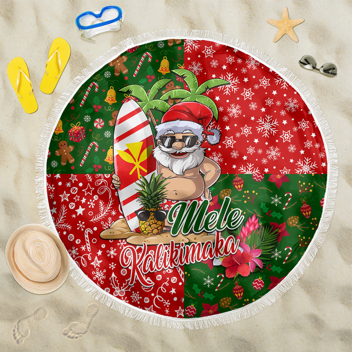 Hawaii Christmas Beach Blanket Mele Kalikimaka Kanaka Maoli - Wonder Print Shop