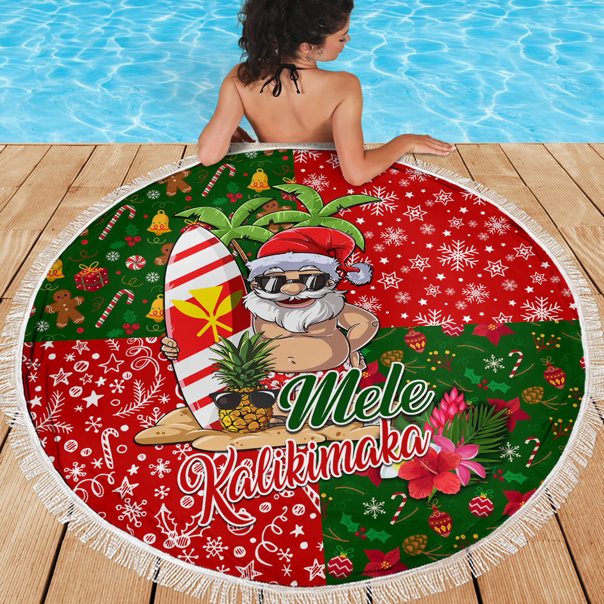 Hawaii Christmas Beach Blanket Mele Kalikimaka Kanaka Maoli - Wonder Print Shop