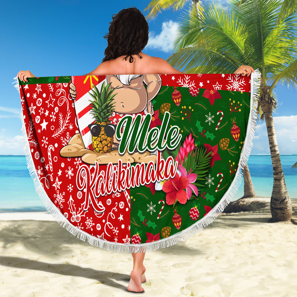 Hawaii Christmas Beach Blanket Mele Kalikimaka Kanaka Maoli - Wonder Print Shop