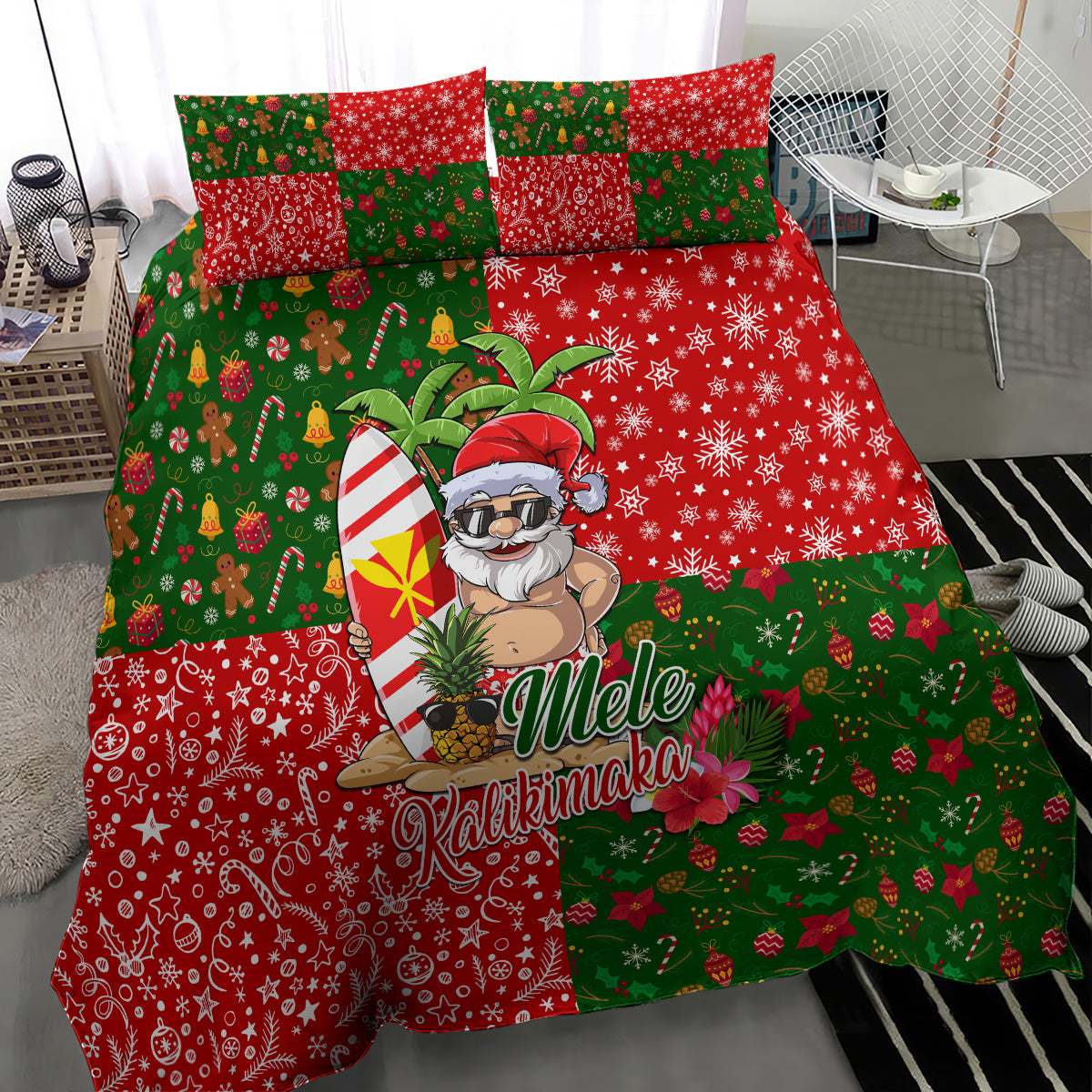Hawaii Christmas Bedding Set Mele Kalikimaka Kanaka Maoli - Wonder Print Shop