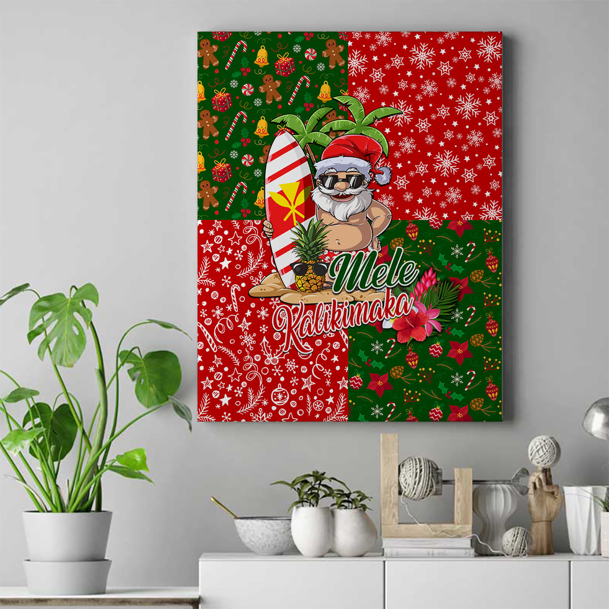 Hawaii Christmas Canvas Wall Art Mele Kalikimaka Kanaka Maoli - Wonder Print Shop