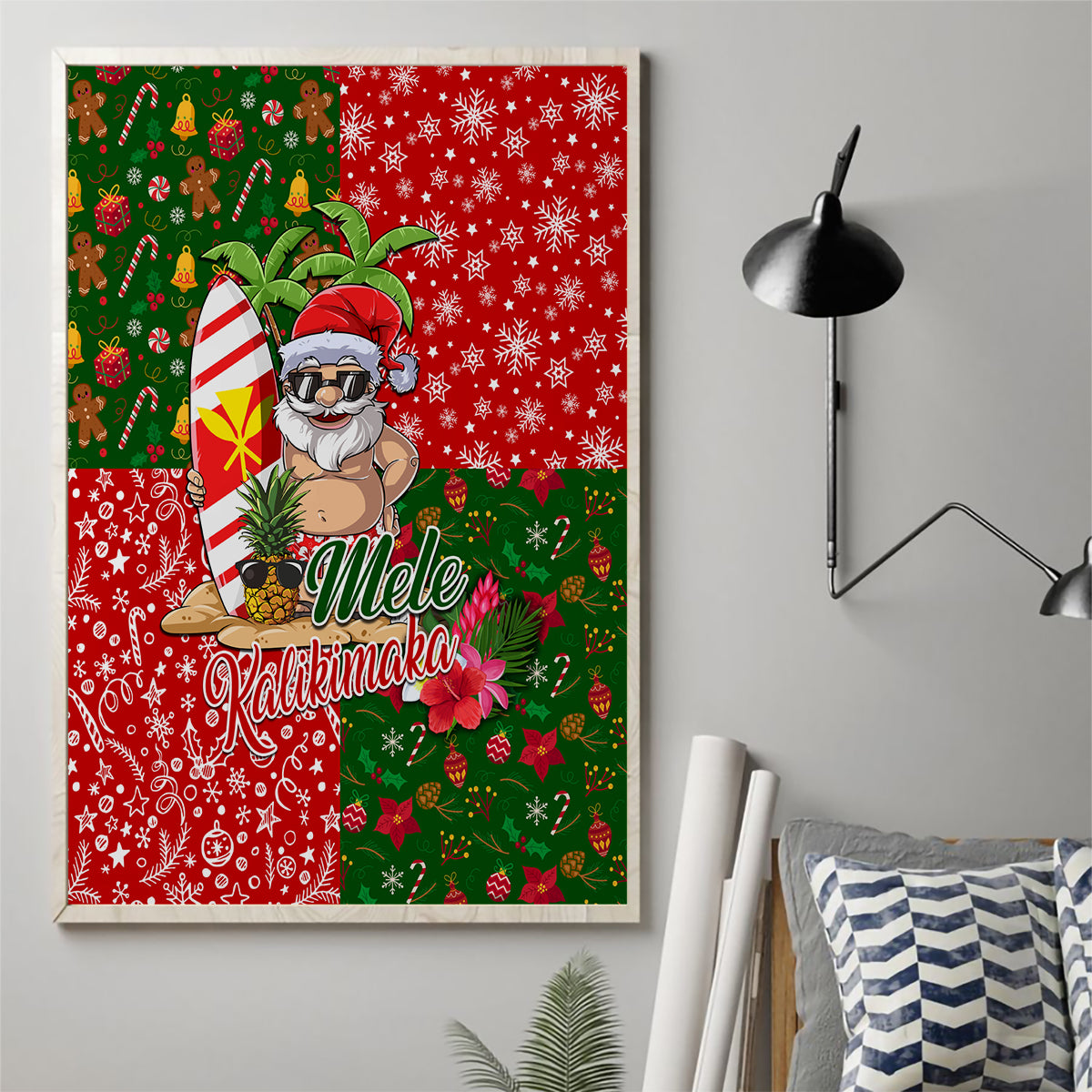 Hawaii Christmas Canvas Wall Art Mele Kalikimaka Kanaka Maoli - Wonder Print Shop