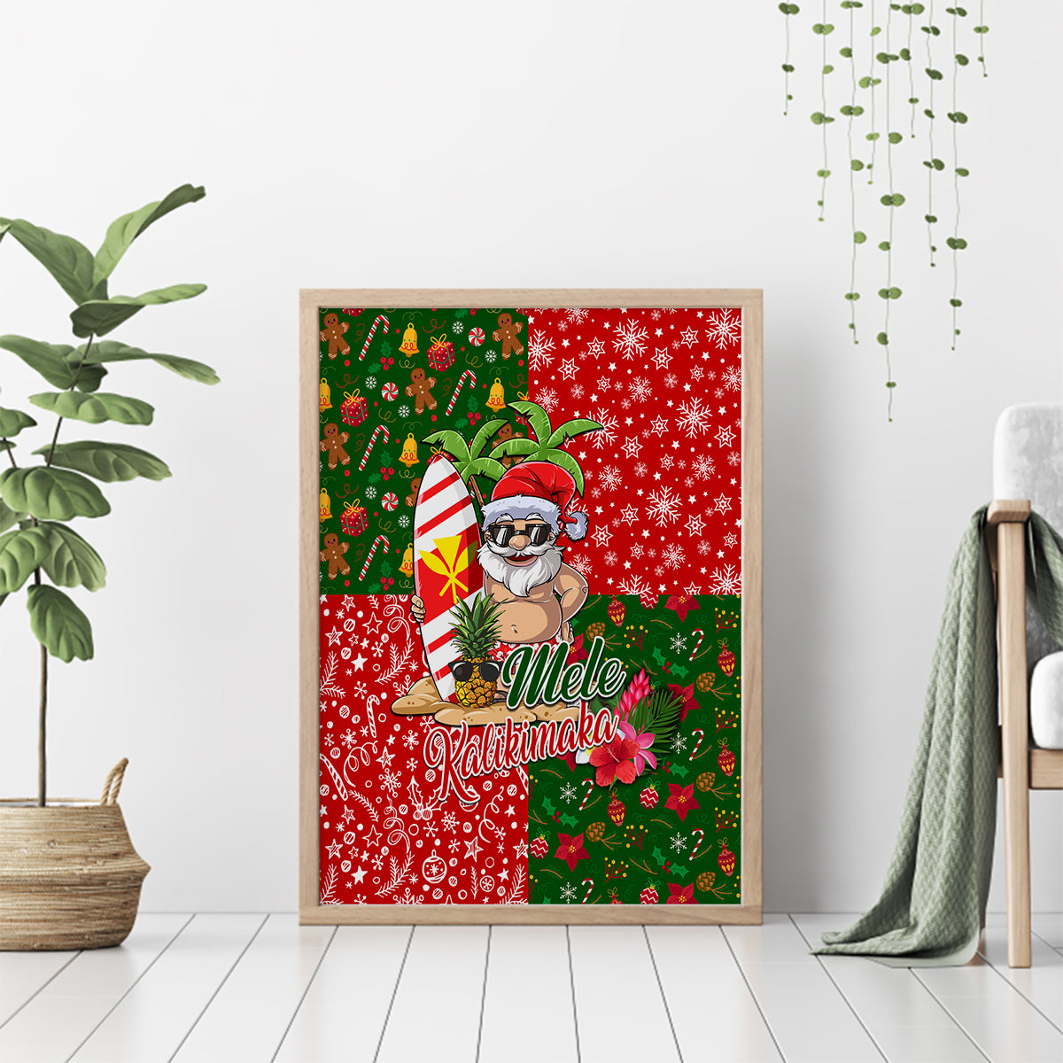 Hawaii Christmas Canvas Wall Art Mele Kalikimaka Kanaka Maoli - Wonder Print Shop
