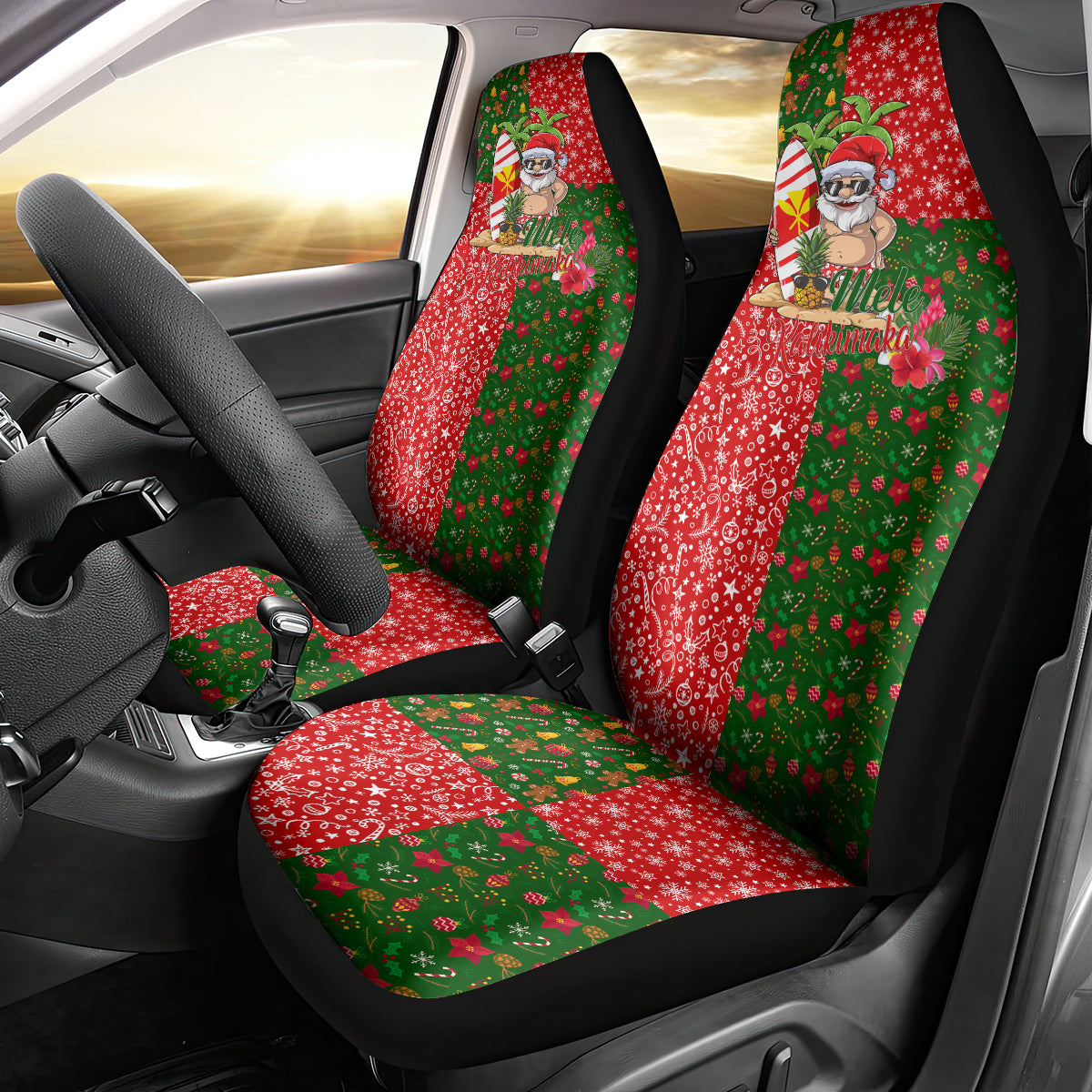 Hawaii Christmas Car Seat Cover Mele Kalikimaka Kanaka Maoli - Wonder Print Shop