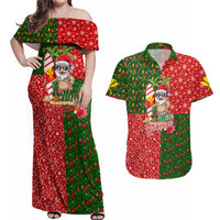 Hawaii Christmas Couples Matching Off Shoulder Maxi Dress and Hawaiian Shirt Mele Kalikimaka Kanaka Maoli - Wonder Print Shop