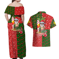 Hawaii Christmas Couples Matching Off Shoulder Maxi Dress and Hawaiian Shirt Mele Kalikimaka Kanaka Maoli - Wonder Print Shop
