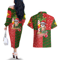 Hawaii Christmas Couples Matching Off The Shoulder Long Sleeve Dress and Hawaiian Shirt Mele Kalikimaka Kanaka Maoli - Wonder Print Shop