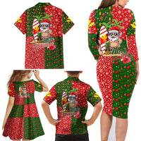 Hawaii Christmas Family Matching Long Sleeve Bodycon Dress and Hawaiian Shirt Mele Kalikimaka Kanaka Maoli - Wonder Print Shop