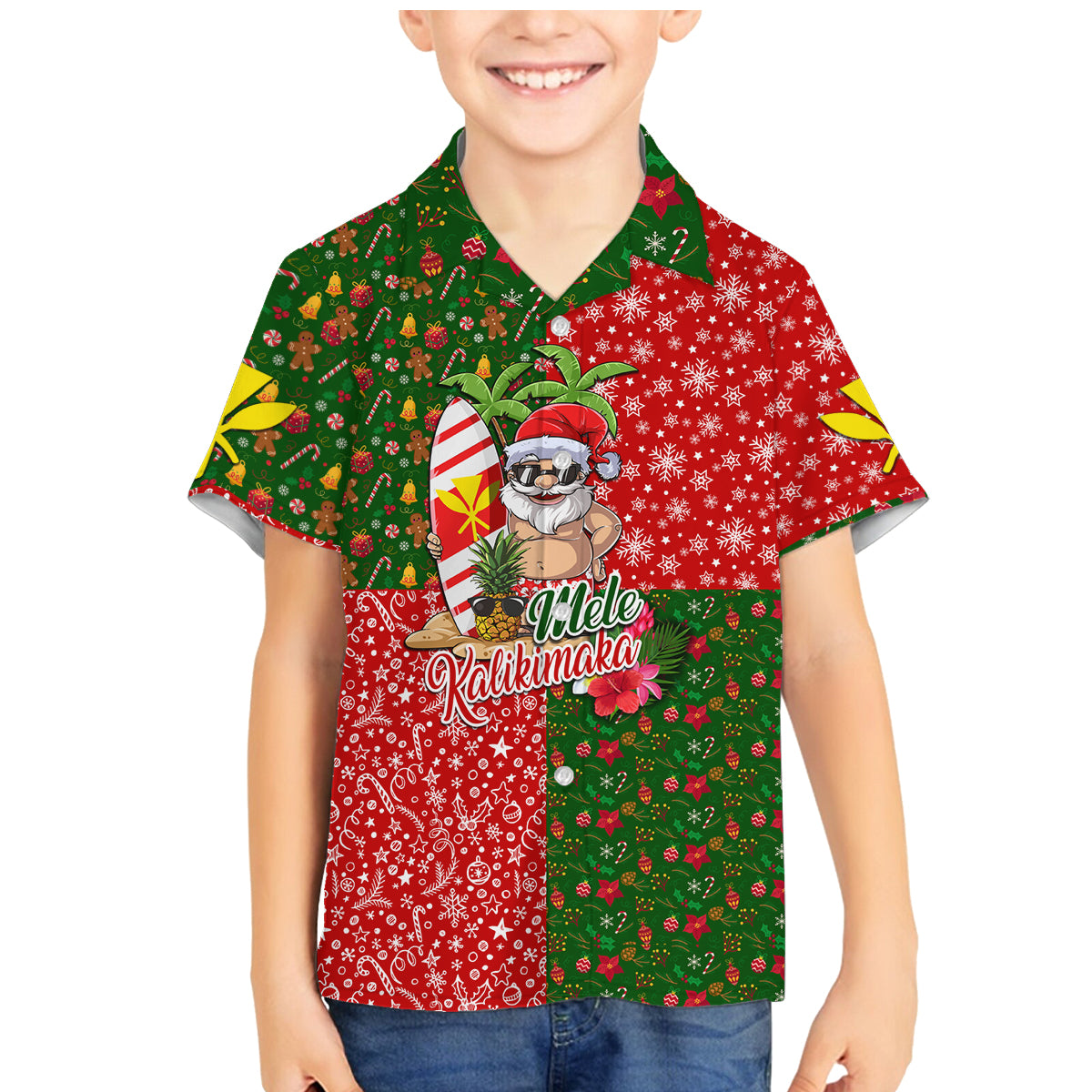 Hawaii Christmas Family Matching Mermaid Dress and Hawaiian Shirt Mele Kalikimaka Kanaka Maoli - Wonder Print Shop