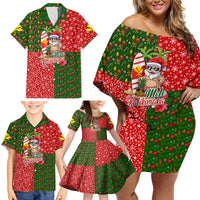 Hawaii Christmas Family Matching Off Shoulder Short Dress and Hawaiian Shirt Mele Kalikimaka Kanaka Maoli - Wonder Print Shop