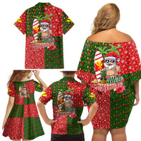 Hawaii Christmas Family Matching Off Shoulder Short Dress and Hawaiian Shirt Mele Kalikimaka Kanaka Maoli - Wonder Print Shop
