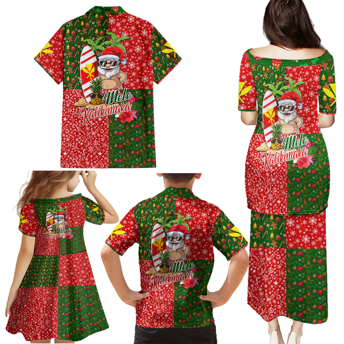 Hawaii Christmas Family Matching Puletasi Dress and Hawaiian Shirt Mele Kalikimaka Kanaka Maoli - Wonder Print Shop